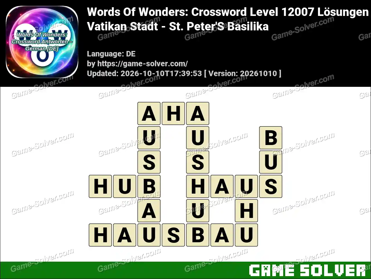 Words Of Wonders: Crossword Level 12007 Lösungen – Vatikan Stadt – St. Peter’S Basilika